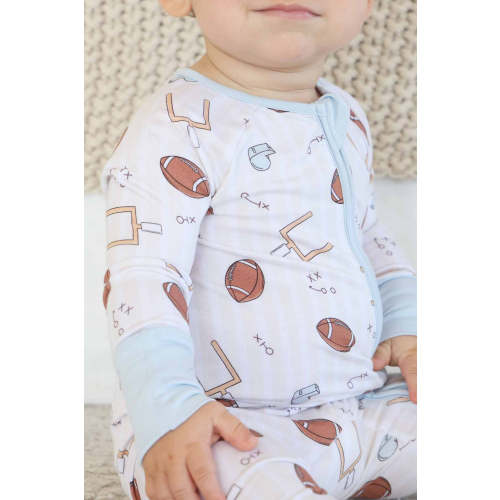 Tiny Touchdowns Convertible Zip Romper in Neutral | Caden Lane