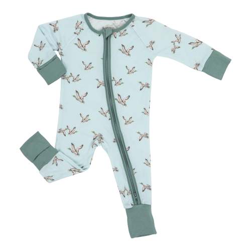 Quackin'up Mallard Duck  Baby Bamboo Pajamas, 2-Way Zipper Romper