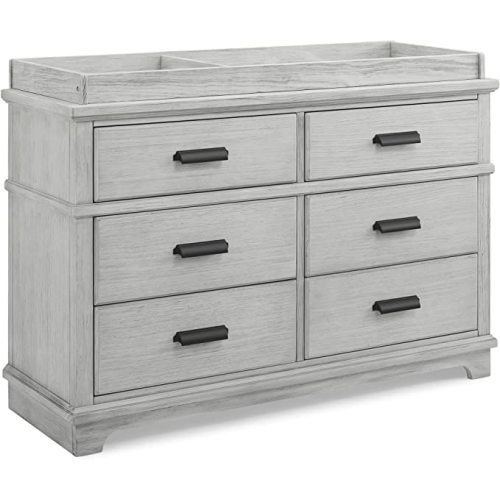 Delta Children Simmons Kids Asher 6 Drawer Dresser with Changing Top, Fully Assembled, Greenguard Gold Certified, Rustic Mist