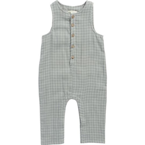 Gingham Sleeveless Cotton Romper, 3-6M