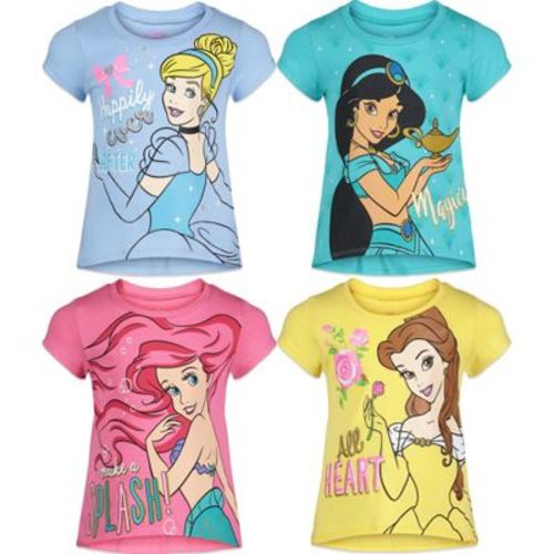 Princess Jasmine Belle Cinderella Infant Baby Girls 4 Pack T-Shirts Ariel 18 Months
