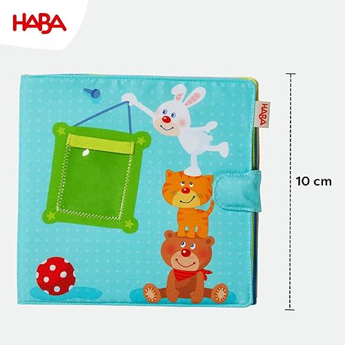 HABA My First Photo Album - Soft Fabric Baby Book, Baby Album Fits (8) 4"x6" Photos, Sensory Toys for Babies, Baby Books 12-36 Months & Up