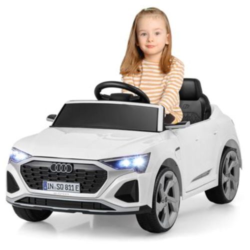 Costway 12V Kids Ride On Car w/Remote Control 4 Wheels Suspension 3 Speeds LED Headlight White