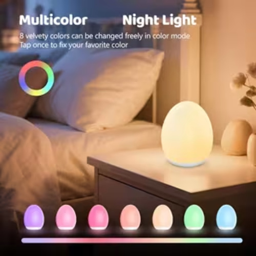 egg night light changing mode dimming - Temu