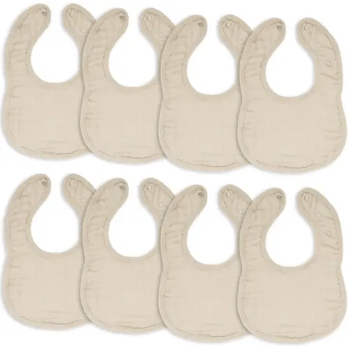 Comfy Cubs Muslin Bibs for Babies, Pack of 8 - Sand