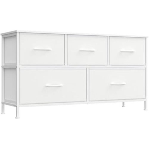 Dresser For Bedroom, Chest Of Drawers, Steel, MDF, 5 Non-Woven Fabric Drawers, Storage Organizer Unit, Closet, Entryway, Ink Black And Ebony Black | Wayfair