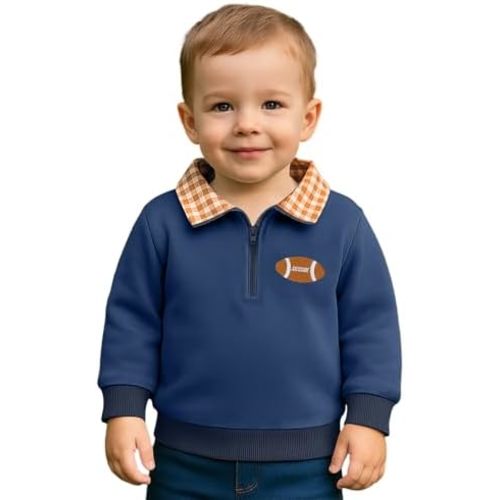 Toddler Boy Quarter Zip Collared Pullover Long Sleeve Fall Winter Baby Boy Clothes Outfit 12M-4T