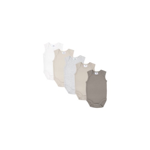 4baby Sleeveless Bodysuit 5 Pack Natural Multi | Baby Bunting AU