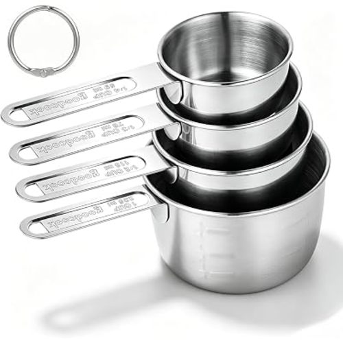 Measuring Cup Set of 4 Metal Measuring Cups and Spoons Set Stainless Steel
