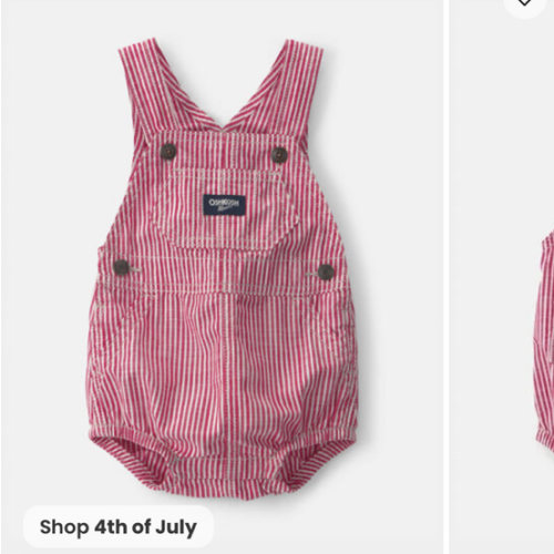 Baby Hickory Stripe Bubble Romper - Red/Ivory - OshKosh B'gosh | Carter's