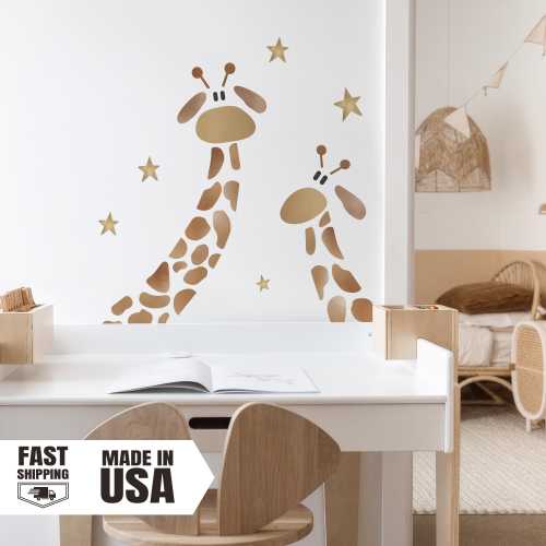 Watercolor Giraffe Fabric Wall Decal Set | Kids Room Nursery Wall Stickers | Peel & Stick Repositionable Animal Decor
