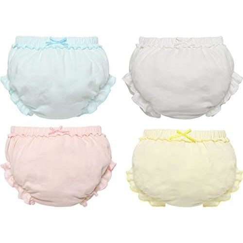 SEAUR Baby Girls Cotton Bloomers Toddler Cute Ruffle Diaper Cover Soft Assorted Underwear Breathable Panties 4 Pack