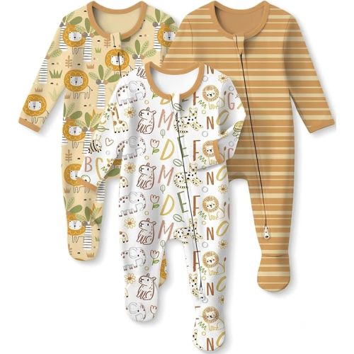 Baby Sleepers 3Pcs 100% Cotton Pajamas for Newborn 0-3 3-6 6-9 Months Boys Girls Clothes Sleep 'N Play Footed PJs