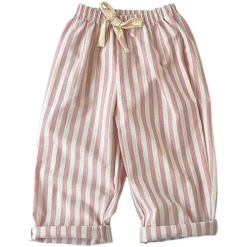 Kids Boys Girls Striped Linen Haram Pants Elastic Waist Baby Toddler Lounge Long Pants Spring Summer Casual Gauze Pants