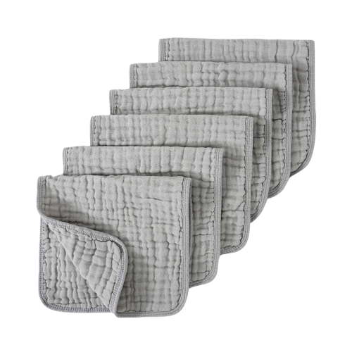 6 Pack Muslin Burp Cloths for Babies Cotton Hand Washcloths Reusable Absorbent Towel Drool Bibs Newborn Milk Spit Up Rags