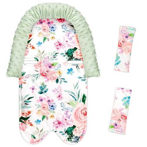 Amazon.com: Jundetye Car Seat Head Support Infant, Baby Head Support with Strap Covers for Girls Boys, Soft Minky Car Seat Headrest for Strollers, Swing, Pink Watercolor Flower : Baby