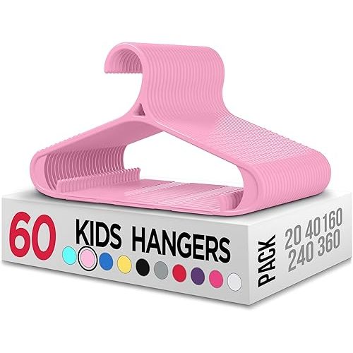 Utopia Home Kids Hangers - 11 Inch Plastic Baby Hangers for Closet - Infant or Childrens Hangers for Clothes 60 Pack (Baby Pink)