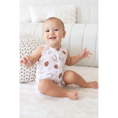 Sleeveless Snap Romper | Tiny Touchdowns Neutral