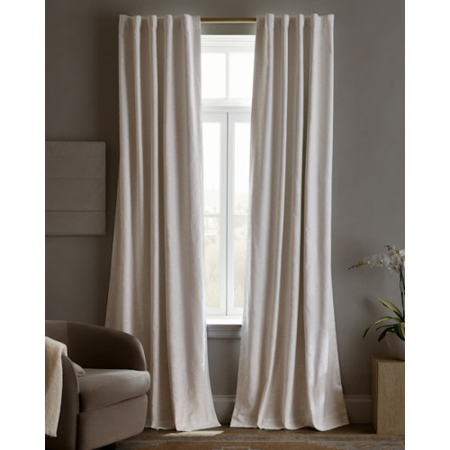 Textured Cotton True Blackout Curtain in White