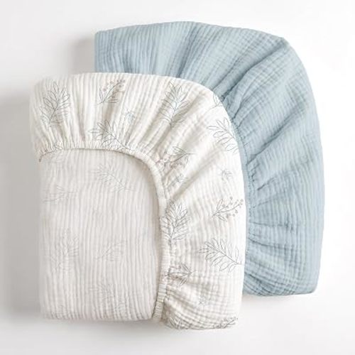Organic Muslin Fitted Crib Sheet for Baby – Soft & Breathable – 2 Pack