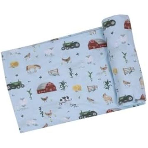 Angel Dear - Big Red Barn Blue Swaddle Blanket Blue O/S