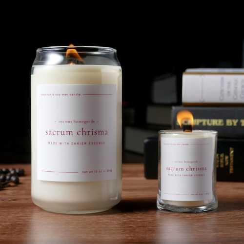 Sacrum Chrisma 13oz Candle: Coconut Soy Wax with Chrism Essence - Wooden Wick