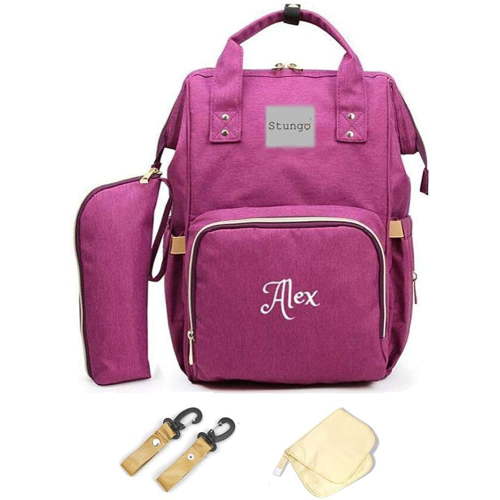 Personalized Diaper Bag Knapsack Backpack Monogram Baby Bag Purple