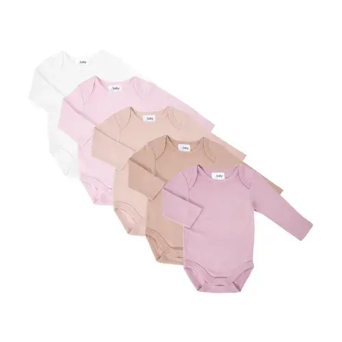 4Baby 5 Pack Bodysuit Long Sleeve Pink Multi | Baby Bunting AU