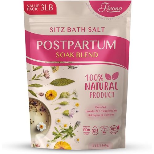 FIVONA Postpartum Soak Blend 48oz - Sitz Bath Salt Natural Soaking Blend - Epsom Salt with Pure Essentials Oils for Soothing Postpartum Recovery, Large Value Pack, Perineal Care
