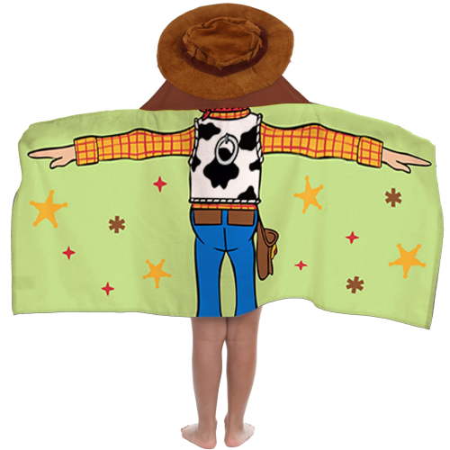 Jay Franco Kids Hooded Towel – 22" x 51" Super Soft Bath Wrap with 3D Hood, Beach, Pool & Travel, Official Licensed Product, Green - Toy Story Woody