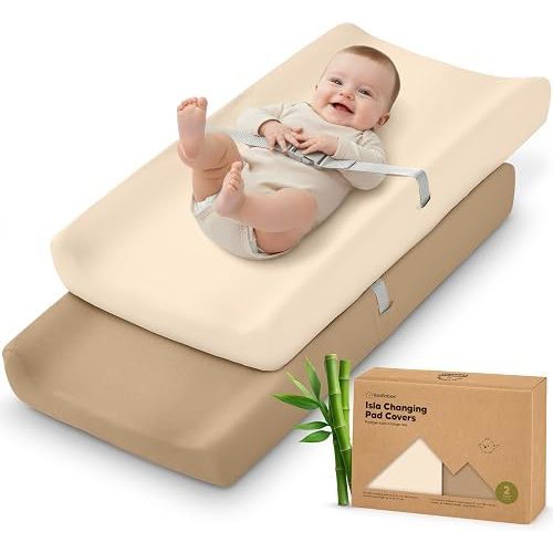 2-Pack Baby Changing Pad Cover for Girl, Boy, 34x18 (Pecan)