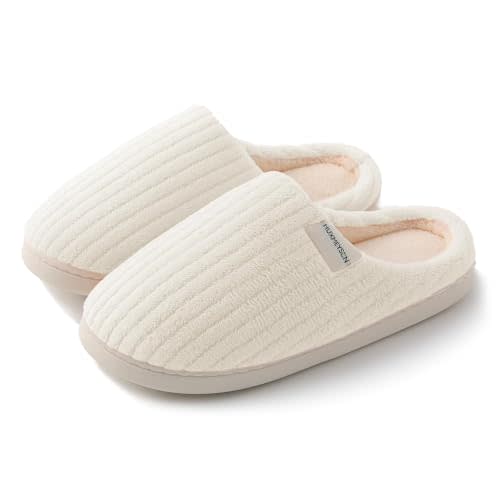 HUXMEYSON Slippers for Women, Warm Memory Foam Comfy House Slippers with Anti-Skid Rubber Sole for Indoor and Outdoor