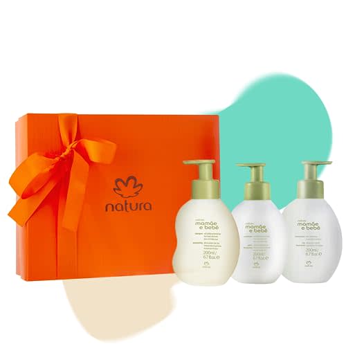 Natura - Mamãe e Bebê Shower Care Gift Set - Baby Shampoo, Conditioner & Moisturizer - 100% Vegan - Natural Origin - All Skin Safe - Cruelty Free - Brazilian Beauty - Baby Essentials (3 Products)
