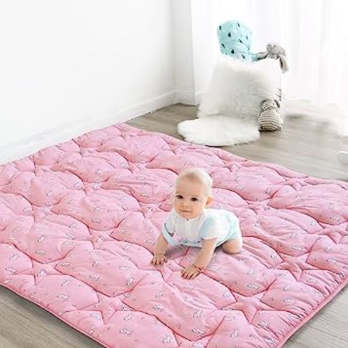 SPRINGSPIRIT Baby Play Mat, 47x47 Playmat for Playpen, Thicken Baby Mat for Floor, Non-Slip Washable Playmat for Babies, Toddlers, Pink
