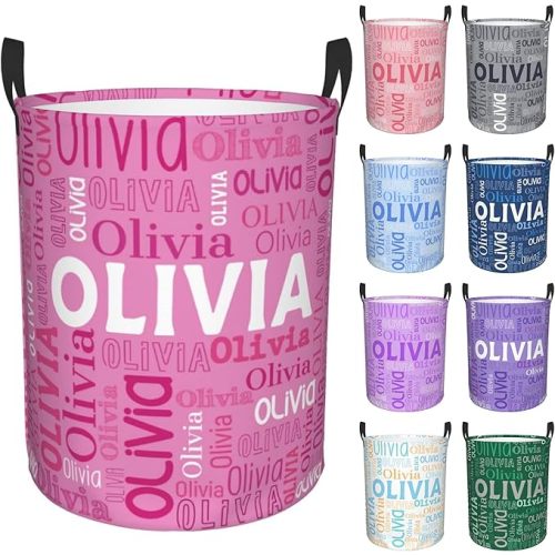 Custom Name Laundry Hamper, Personalized Laundry Basket with Name for Boys Girls Kids Men Women, Customized Name Dirty Clothes Basket Gifts for Clothes Toy Bathroom Bedroom Laundry Room Dorm