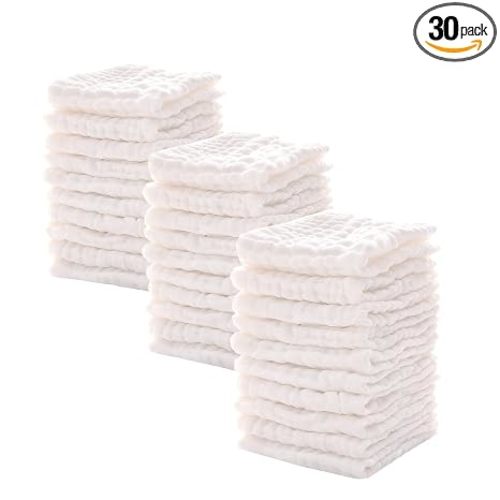 Baby Muslin Washcloths -6 Layer Soft Absorbent Face Towel - Natural Newborn Wipes for Delicate Skin - Baby Registry as Shower
