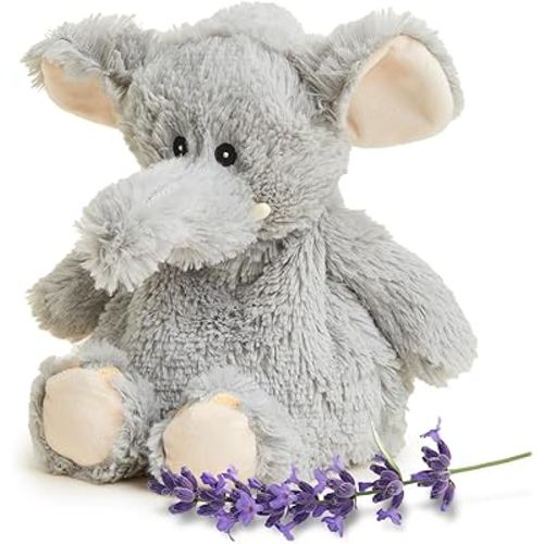warmies Microwavable & Weighted Stuffed Animals, Gray Elephant - Heated Stuffed Animal Plushie for Warmth & Comfort - Cute Soft Plush Toys for Boys, Girls, Babies & Toddlers