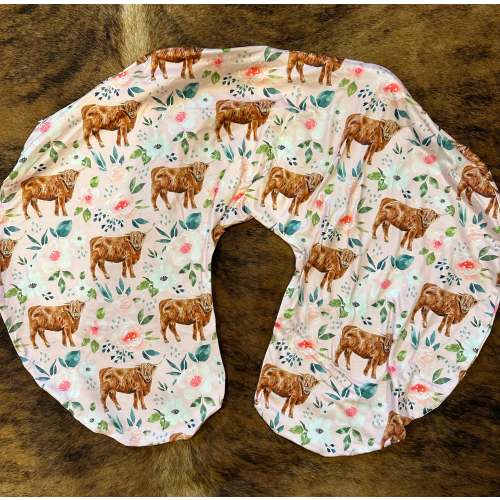 Pink floral baby highlander boppy pillow cover