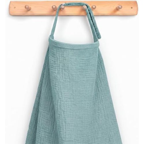 100% Muslin Nursing Cover - Soft Breathable Breastfeeding Cover Up with Arch Neckline & Adjustable Neck Strap, Portable Lightweight Design for Privacy, Mint Green