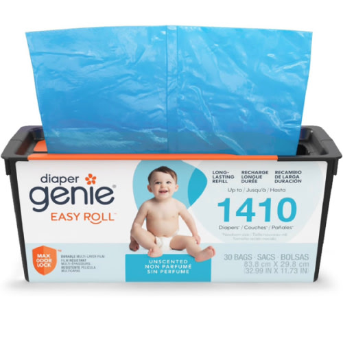 Diaper Genie Easy Roll Refill | 30 Bags Per Refill | Fits Diaper Genie Signature & Platinum Pails
