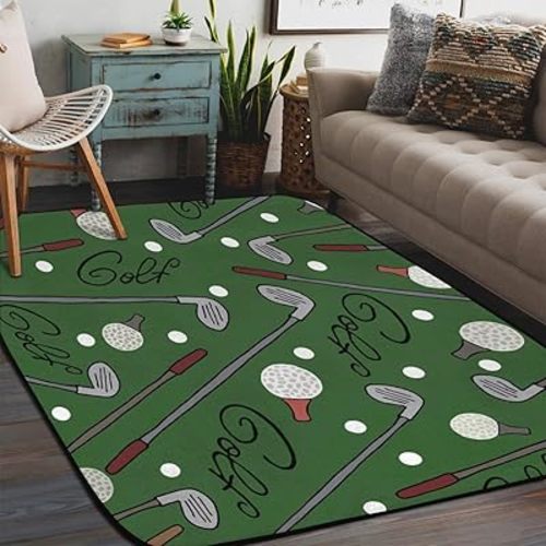 Sport Golf Ball Area Rug for Living Room Bedroom 5'x 7',Golf Club Quote Carpet for Dining Room Kids Playroom Kitchen Office Backyard Patio Nursery Rug Throw Rug Home Decor