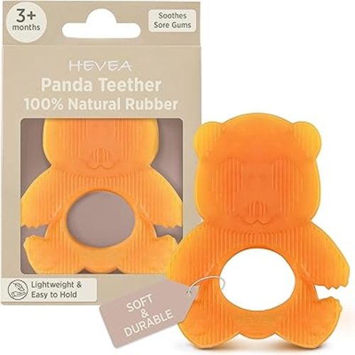 HEVEA Natural Rubber Baby Teether - for Soothing Sore and Itchy Gums, Baby Teething Toy - Bpa, Silicone Free - 4+ Months, Single Pack (Panda)