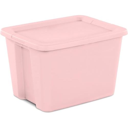 Large 18 Gallon Plastic Storage Bin Pink Snap-On Lid Handles
