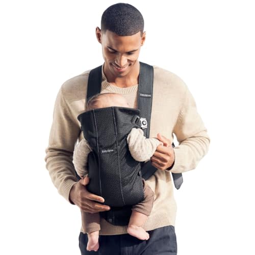 BabyBjörn Baby Carrier Mini, Black, 3D Mesh | Newborn Carrier (7-15 lbs), Ergonomic, Easy-to-Use