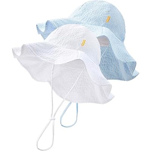 HONGTEYA Baby Sun Hat Toddler Girls Boys Infant Beach Outdoor Summer Hat Stripe Wide Brim Sun Protection