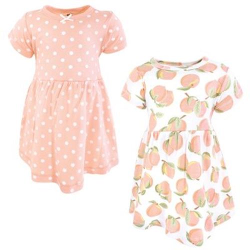 Hudson Baby Infant and Toddler Girls Cotton Dresses, Sweet Peach