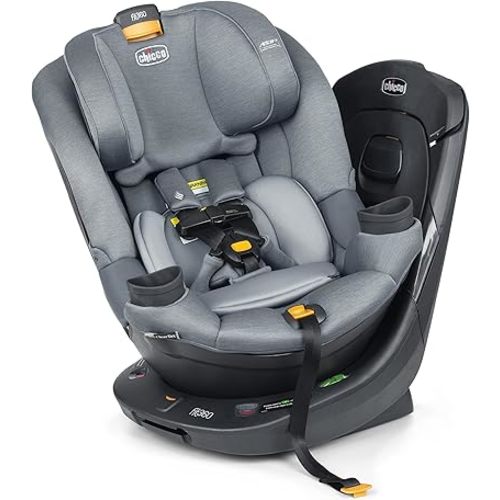 Chicco Fit360 ClearTex Rotating Convertible Car Seat with 360 Degree Rotation for Rear-Facing and Forward-Facing, LeverLock Self-Tensioning Lock System, Titanium/Grey