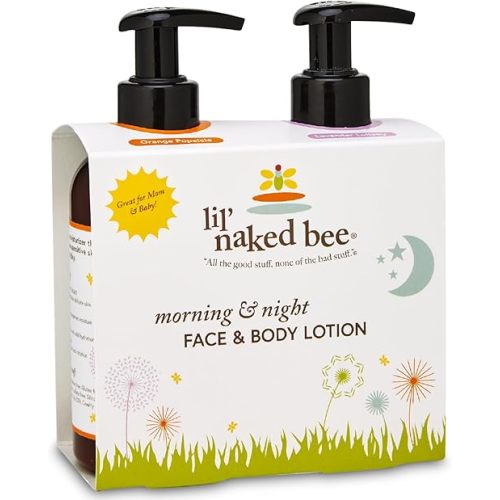 The Naked Bee Morning & Night Lotion Gift Set (8o z) (Orange Popsicle & Lavender Lullaby Lotion)