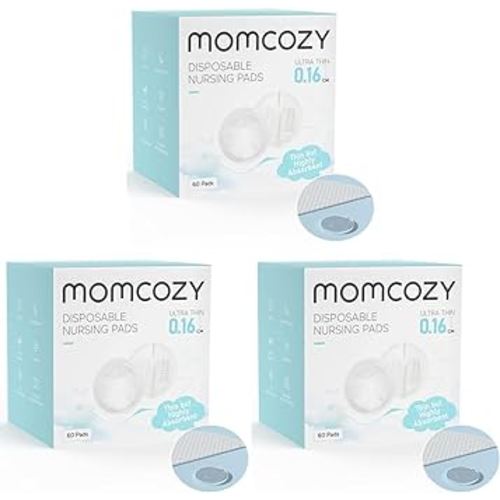 Momcozy Ultra-Thin Disposable Nursing Pads, Ultra-Absorbent and Breathable Portable Breast Pads for Mothers, Keep Dry Continuously, Make Breasts Light and Unburdened, Individually Packaged（60 Count）