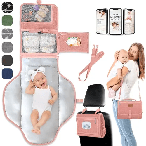 Portable Changing Pad for Baby – Soft, Comfortable Portable Diaper Changing Pad with Wipes Pockets, Waterproof and Easy to Clean – Baby Shower Gifts Newborn Essentials Must Haves Baby Registry Search